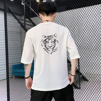 RUELK 2020 Sommeren Nye T-shirt, Mænds Mode, Street Hip-Hop Kreative Tiger Udskrivning Tendens Kort-Langærmet Åndbar Ultra-Tynd