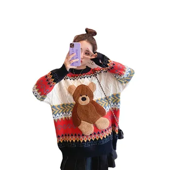 Vinteren Tegnefilm Pullover Sweater Kvinder Løs Tyk, Doven Vind Uden Slid Japansk Studerende Sweater Frakke Efterår og Vinter Nye Sty